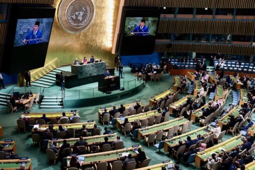 UN General Assembly 2025 di markas besar PBB, New York, membahas isu krisis iklim, kesehatan global, dan tata kelola AI.