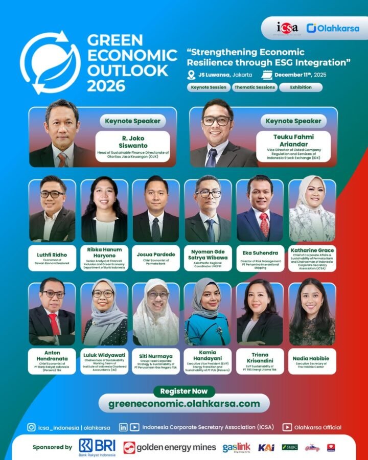 Green Economic Outlook (GEO) 2026 adalah forum diskusi tingkat tinggi mengenai ekonomi hijau, keberlanjutan, ESG, dan tata kelola. Acara ini mempertemukan praktisi industri, regulator, dan pakar internasional untuk bertukar perspektif dan pengalaman terkini.